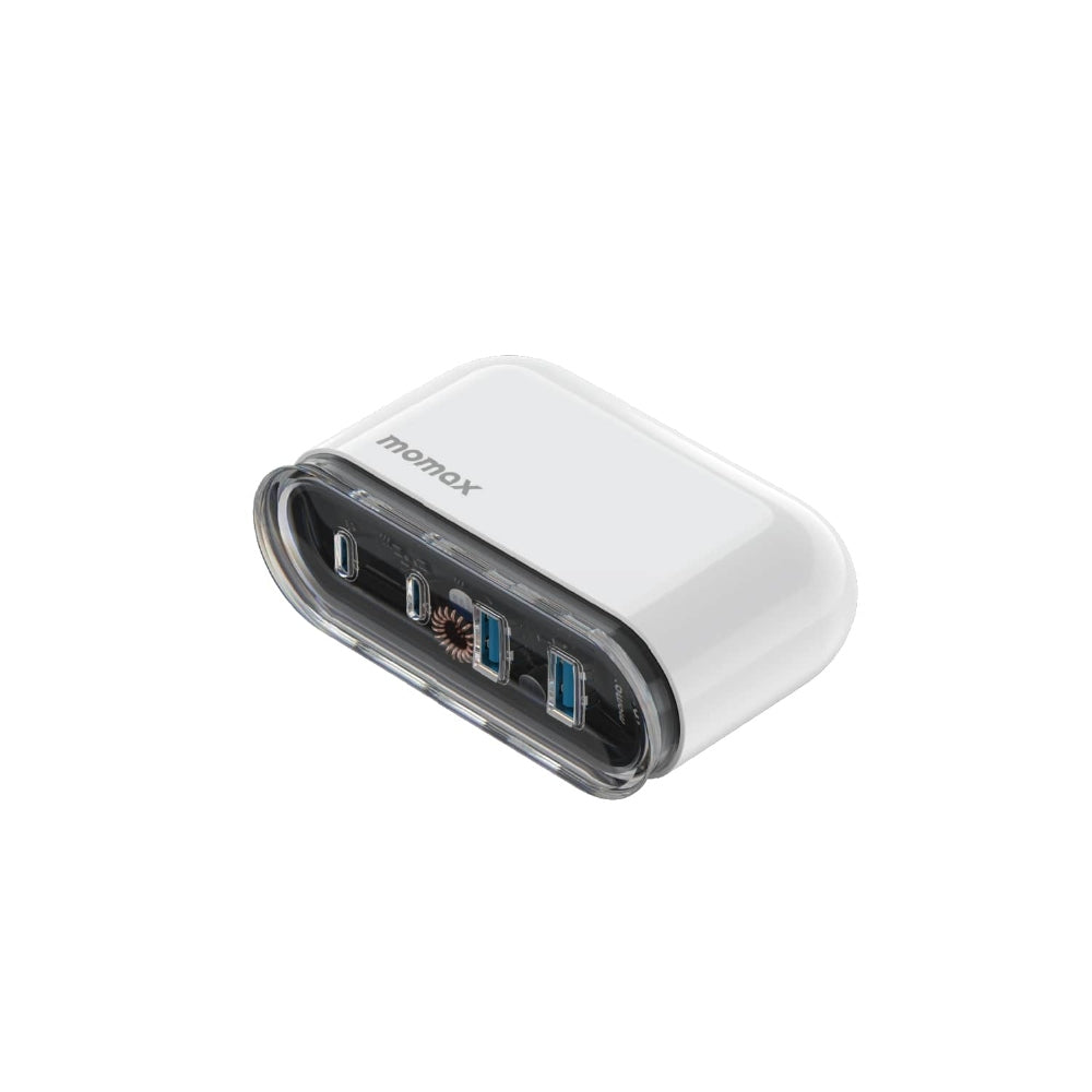 MOMAX 1 CHARGE FLOW PD 80W GAN Wall Charger 4 Ports - UK - Transparent White