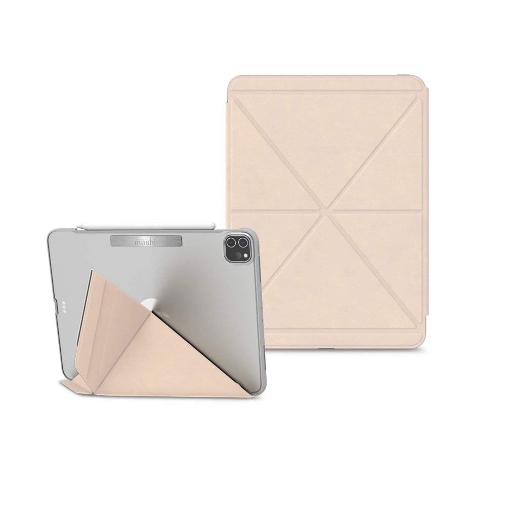 Moshi VERSACOVER for iPad Pro 11" (2nd/1st Gen) - Magnetic Folding Cover & Stand w/ 3 Viewing Options, Apple Pencil holder, Auto Wake Function, 360 Protection & Shock Absorbing Folio Case - Beige