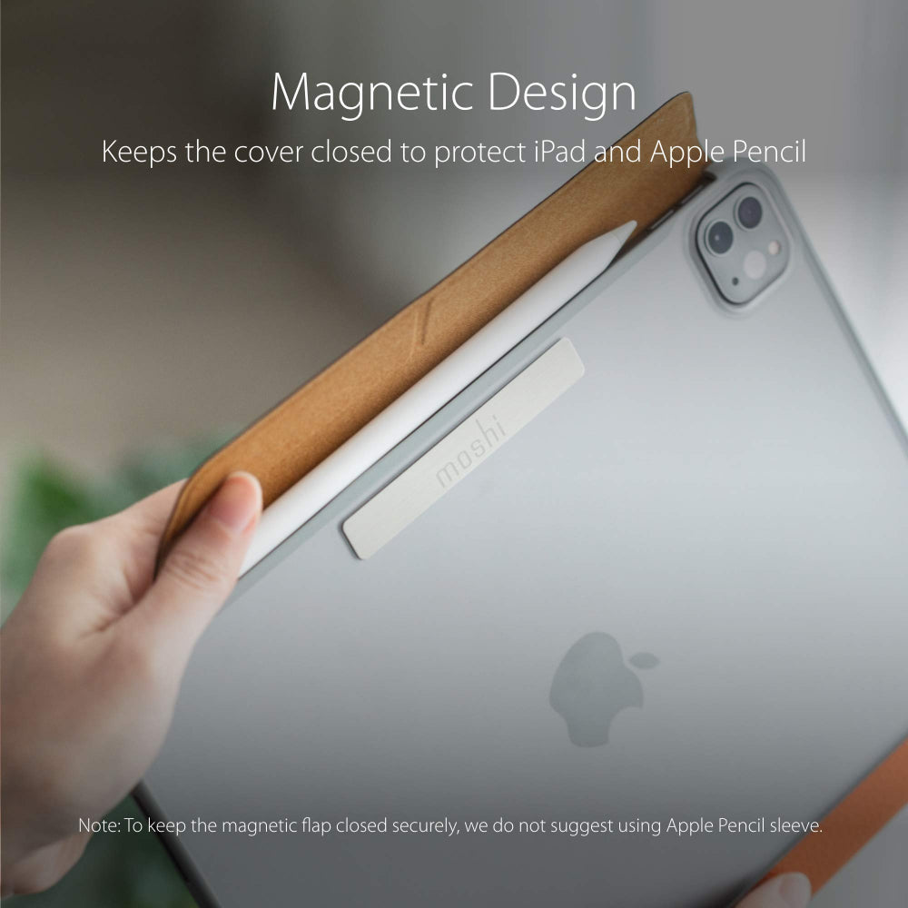 Moshi VERSACOVER for iPad Pro 11" (2nd/1st Gen) - Magnetic Folding Cover & Stand w/ 3 Viewing Options, Apple Pencil holder, Auto Wake Function, 360 Protection & Shock Absorbing Folio Case - Beige