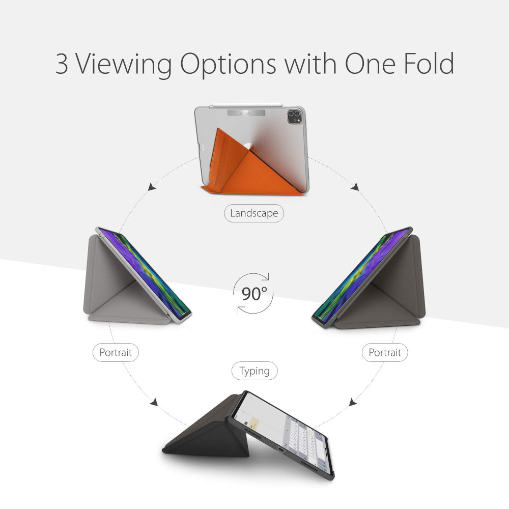 Moshi VERSACOVER for iPad Pro 11" (2nd/1st Gen) - Magnetic Folding Cover & Stand w/ 3 Viewing Options, Apple Pencil holder, Auto Wake Function, 360 Protection & Shock Absorbing Folio Case - Beige