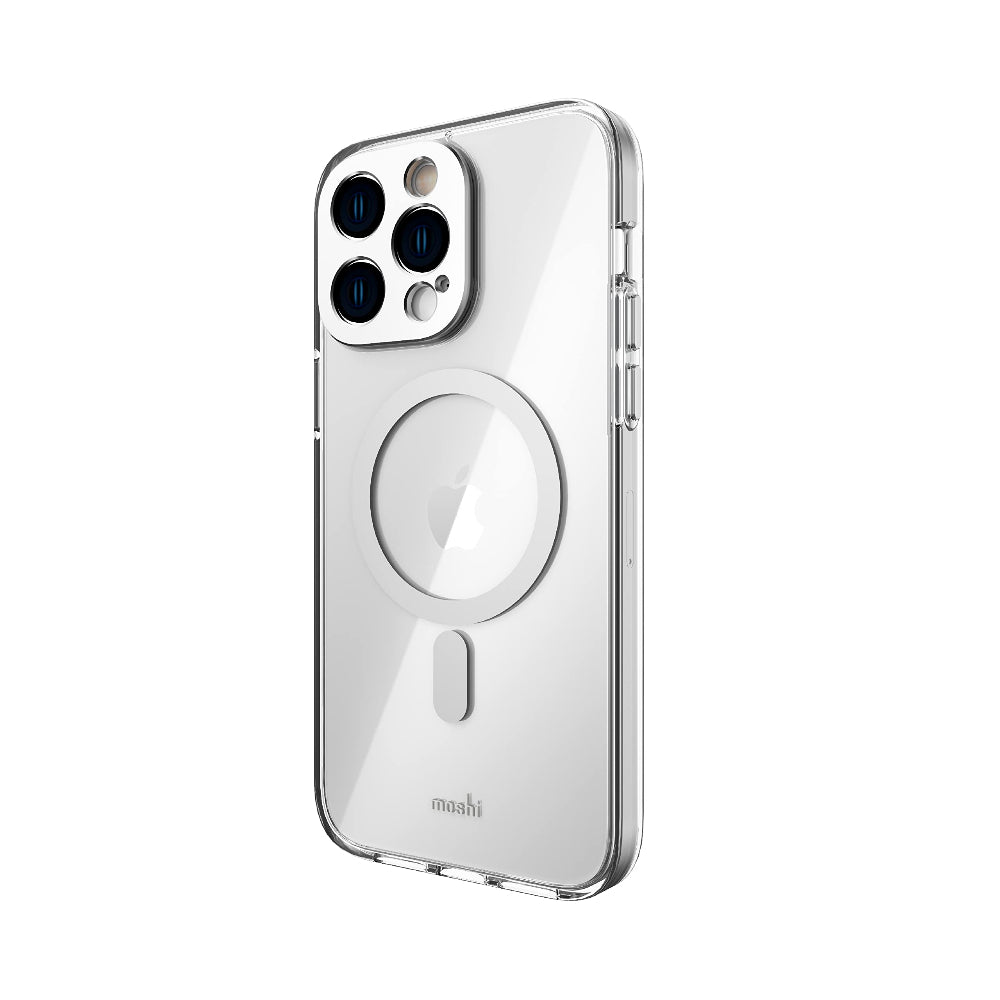 MOSHI iPhone 14 Pro - iGLAZE Case with MagSafe & Cam Cover - Silver