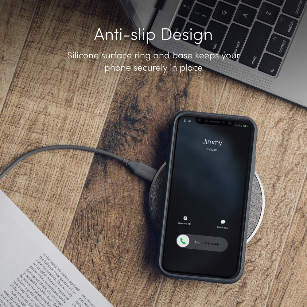 Moshi - Otto Q Wireless Charger Pad, Qi Certified Wireless Charger with Anti-Slip Rubber Base