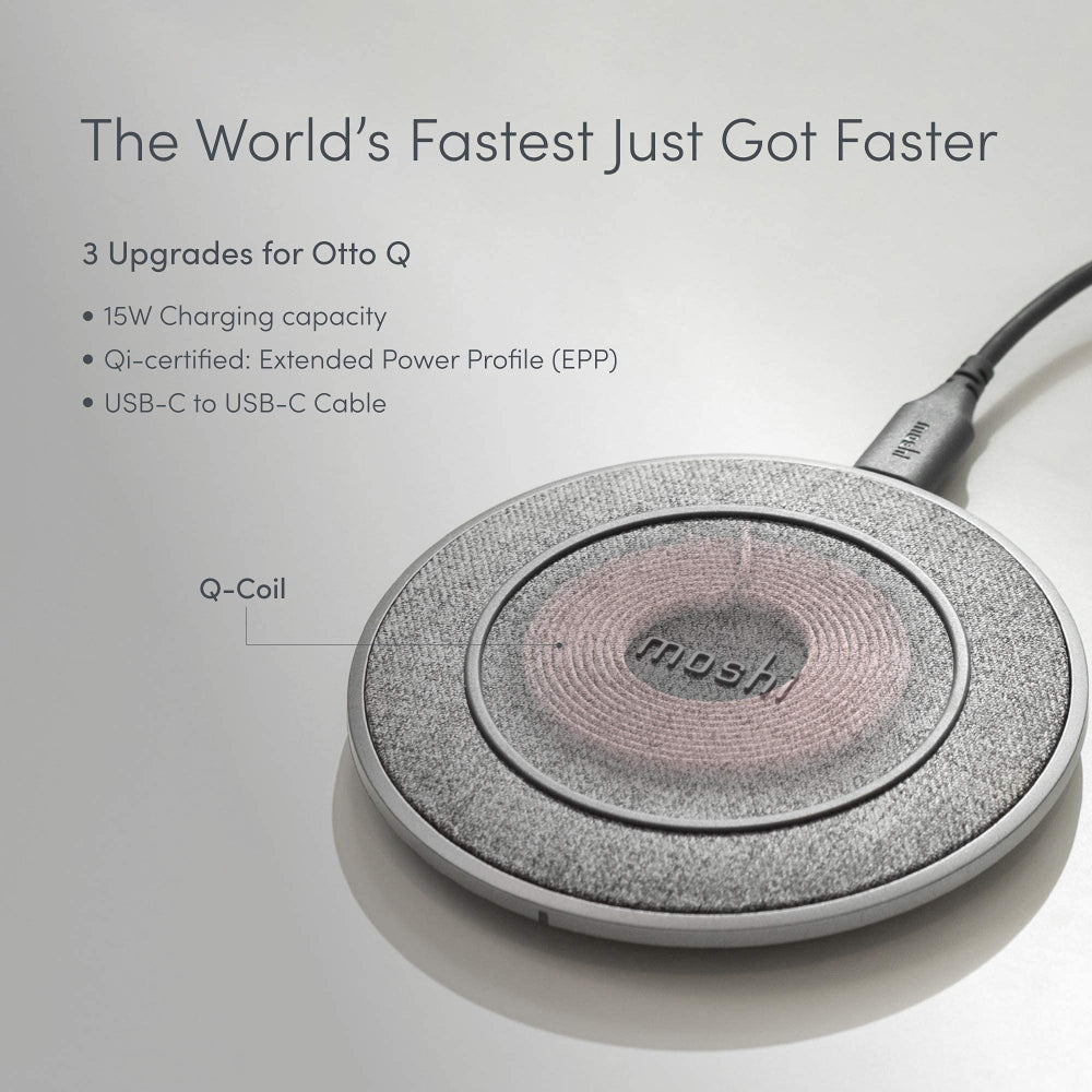 Moshi - Otto Q Wireless Charger Pad, Qi Certified Wireless Charger with Anti-Slip Rubber Base
