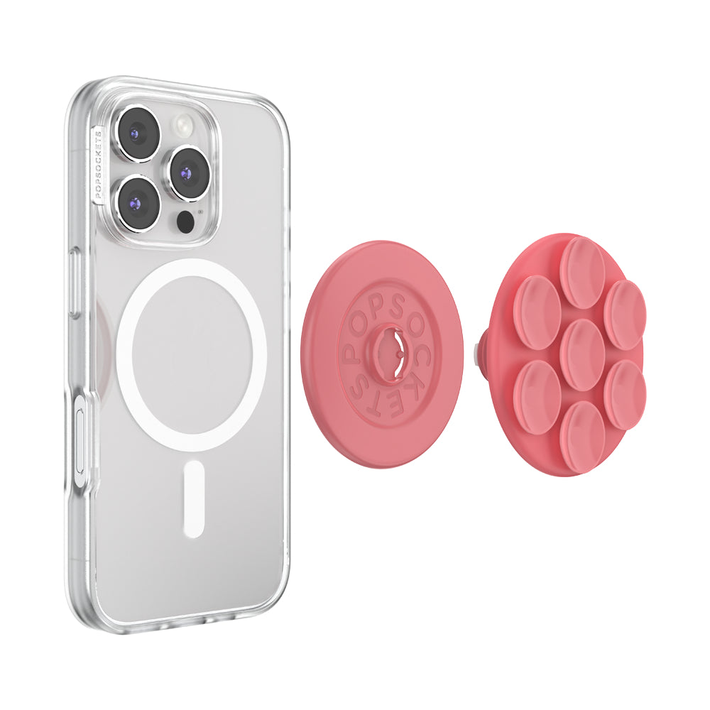 PopSockets MagSafe Suck-Up 3-in-1 Grip Stand Mount| Magnetic Phone Holder, Strong Hold on Mirrors & Flat Surfaces, for iPhone 17/16/15/14/13/12, Adapter Ring for non-MagSafe Phones & Cases - Putty