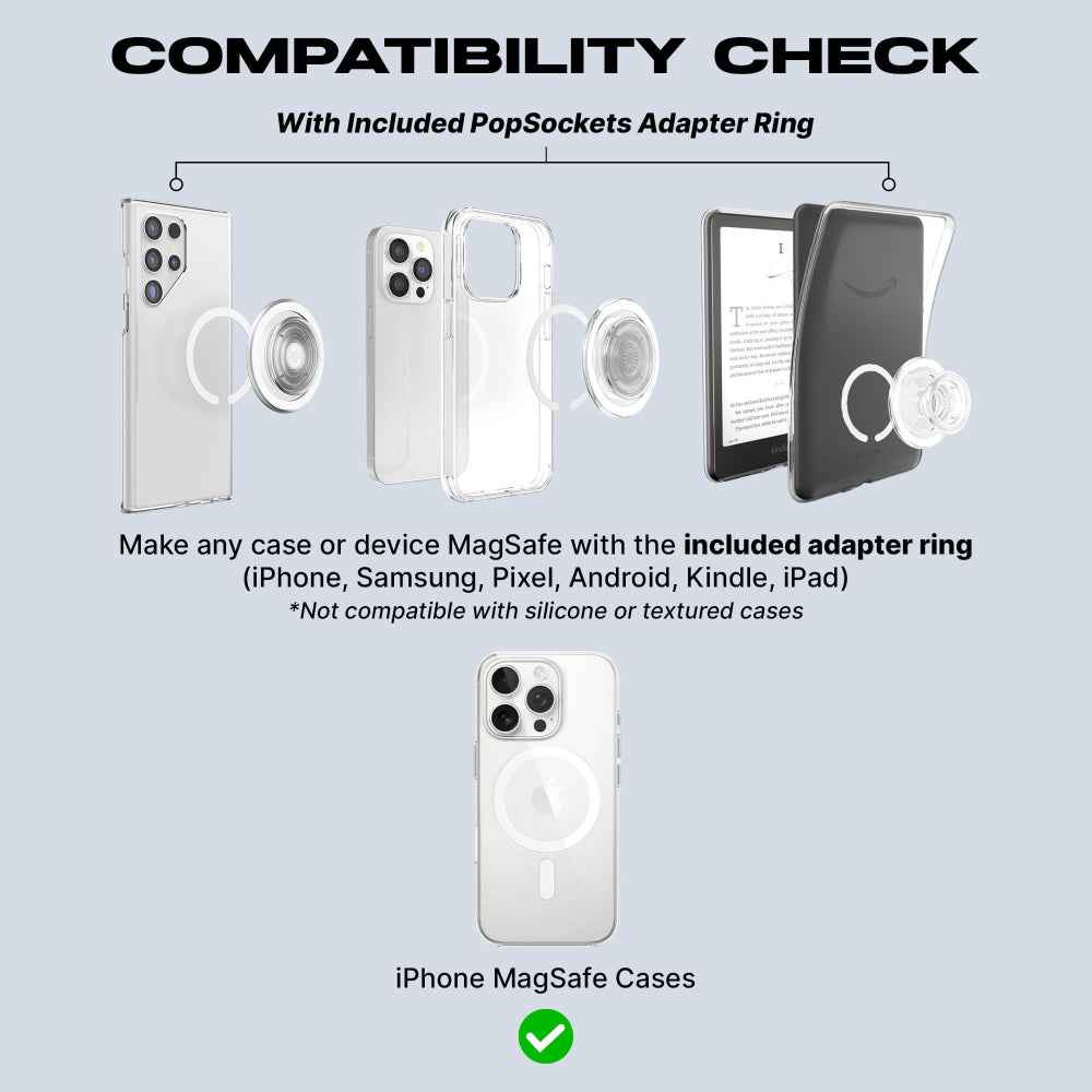 PopSockets MagSafe PopGrip Metallic| Magnetic Phone Grip & Stand, Strong Magnet, for iPhone 15/14/13/12 & MagSafe Cases, Included Adapter Ring for non-MagSafe Phones & Cases - Pinky (Copy)