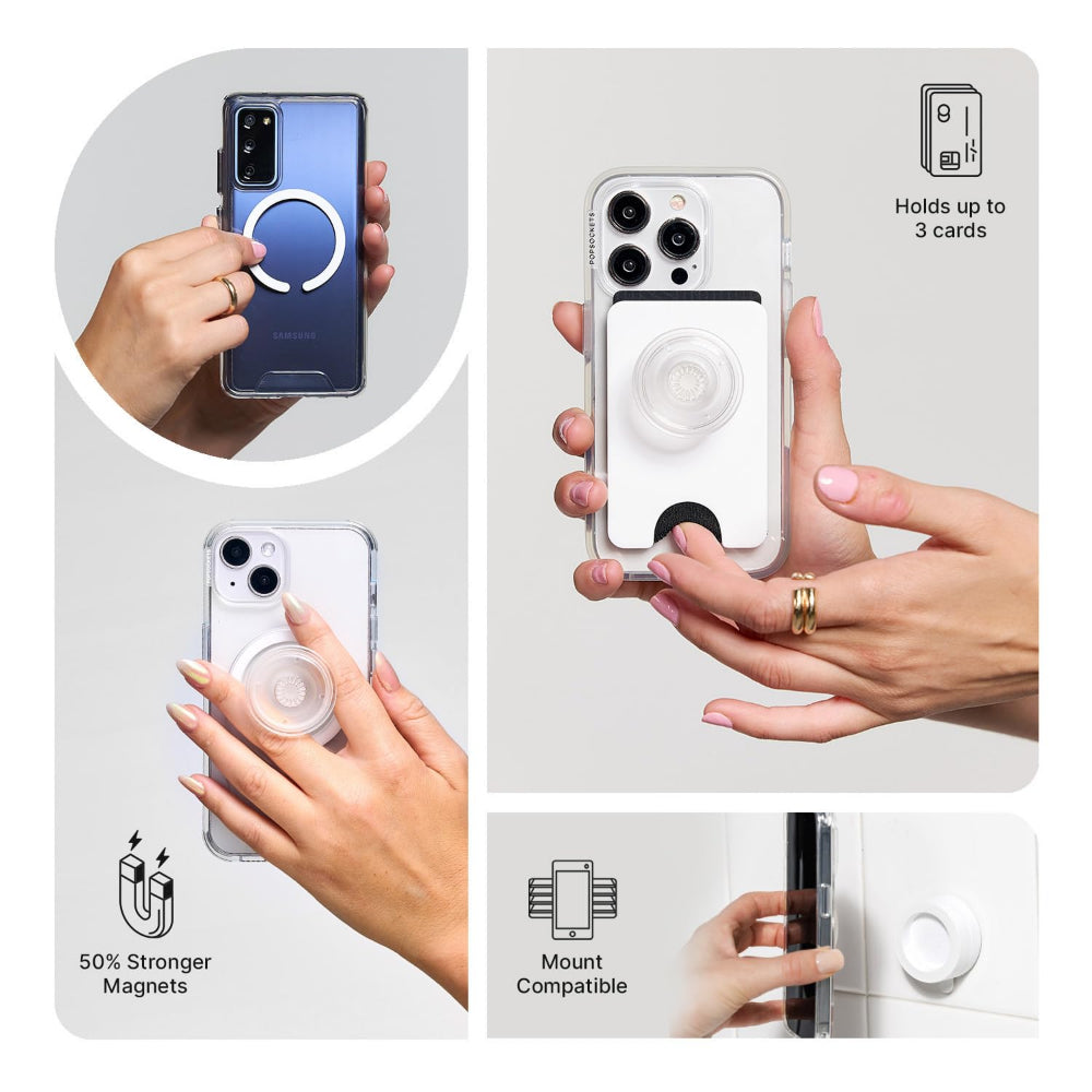 حامل PopSockets MagSafe PopGrip المعدني | حامل ومسند مغناطيسي للهاتف، مغناطيس قوي، لأجهزة iPhone 15/14/13/12 وحافظات MagSafe، يتضمن حلقة محول للهواتف والحافظات غير المتوافقة مع MagSafe - إصبع الخنصر