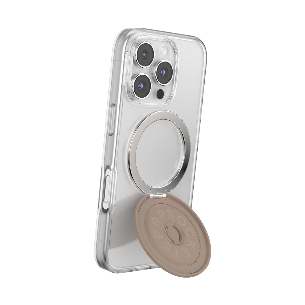 PopSockets MagSafe Kick-Out Grip & Stand| Magnetic Pop-up Phone Grip, Stable Stand, 360° Rotation, for iPhone 17/16/15/14/13/12, Included Adapter Ring for non-MagSafe Phones & Cases - Latte
