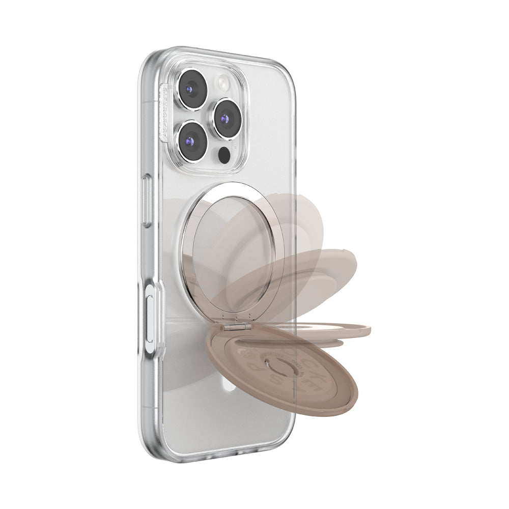PopSockets MagSafe Kick-Out Grip & Stand| Magnetic Pop-up Phone Grip, Stable Stand, 360° Rotation, for iPhone 17/16/15/14/13/12, Included Adapter Ring for non-MagSafe Phones & Cases - Latte