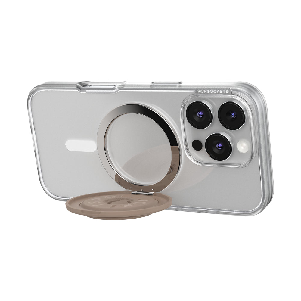 PopSockets MagSafe Kick-Out Grip & Stand| Magnetic Pop-up Phone Grip, Stable Stand, 360° Rotation, for iPhone 17/16/15/14/13/12, Included Adapter Ring for non-MagSafe Phones & Cases - Latte