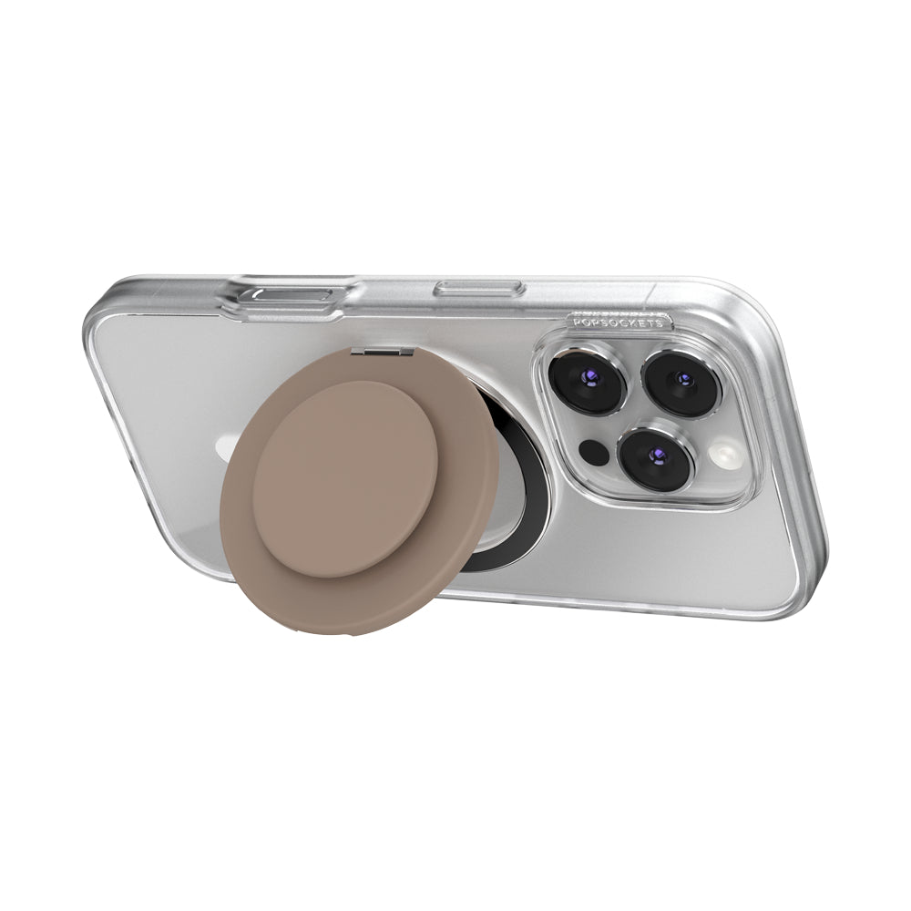 PopSockets MagSafe Kick-Out Grip & Stand| Magnetic Pop-up Phone Grip, Stable Stand, 360° Rotation, for iPhone 17/16/15/14/13/12, Included Adapter Ring for non-MagSafe Phones & Cases - Latte