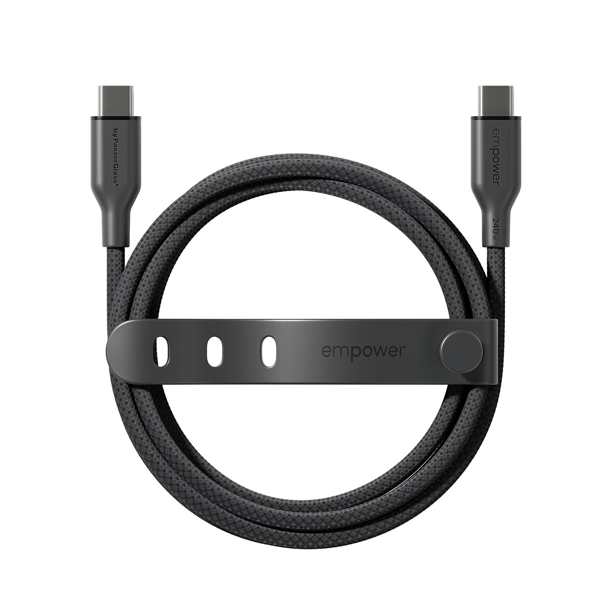 PanzerGlass USB C to USB C Cable 1.2m EMPOWER, 240W Ultra Fast Type-C Sync & Charge Heavy-Duty Braided Cable, for Macbooks, Laptops, Tablets, iPhone 17/16/15, iPads, Airpods, Space Black