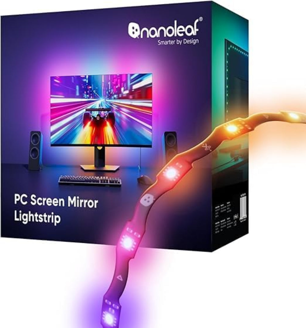 Nanoleaf PC Screen Mirror Lightstrip 2.5m, USB-C Monitor Backlight for Up to 32", Real-Time Screen Mirroring & Music Sync, 16M+ Colors, 75 RGBIC Zones, App Control, Mac & Windows Compatible