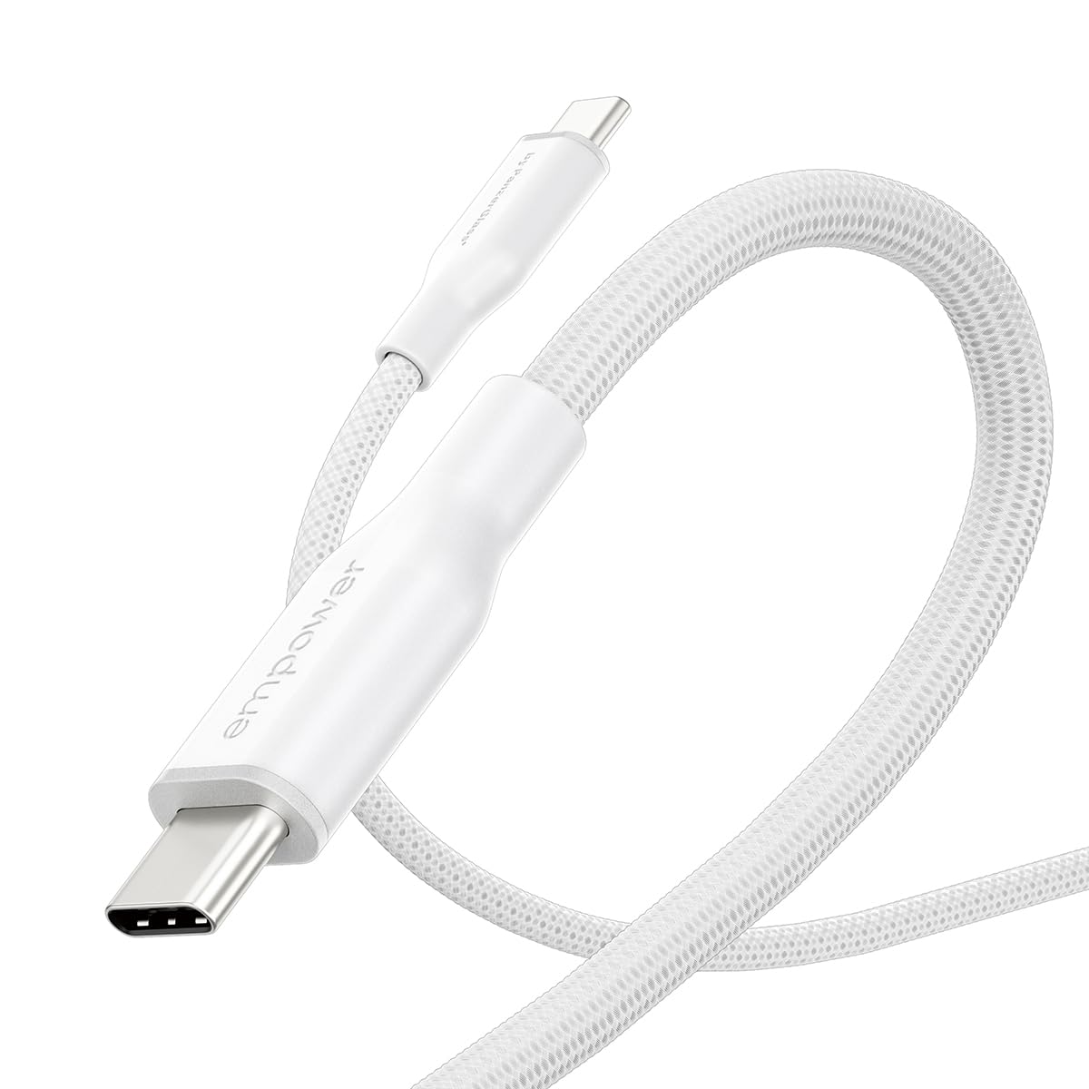 PanzerGlass USB C to USB C Cable 2m EMPOWER, 60W Fast Type-C Sync & Charge Heavy-Duty Braided Cable, for Macbooks, Laptops, Tablets, iPhone 17/16/15, iPads, Airpods, Silver White