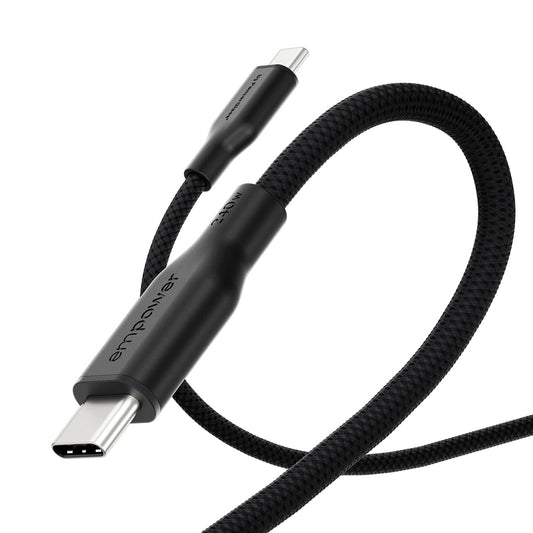 PanzerGlass USB C to USB C Cable 1.2m EMPOWER, 240W Ultra Fast Type-C Sync & Charge Heavy-Duty Braided Cable, for Macbooks, Laptops, Tablets, iPhone 17/16/15, iPads, Airpods, Space Black