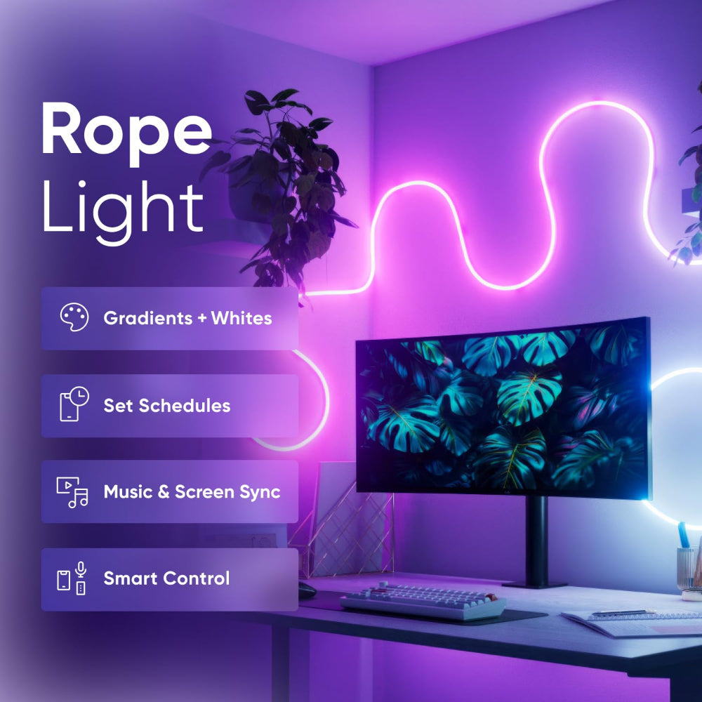 Nanoleaf Matter Smart Multicolor Rope Light (5m)| RGB LED Rope Light, 16M+ Colors, Matter/Wi-Fi/Bluetooth, App & Voice Control w/ Alexa/Google/Apple Home, Indoor Flexible Mood Lighting, Easy Install