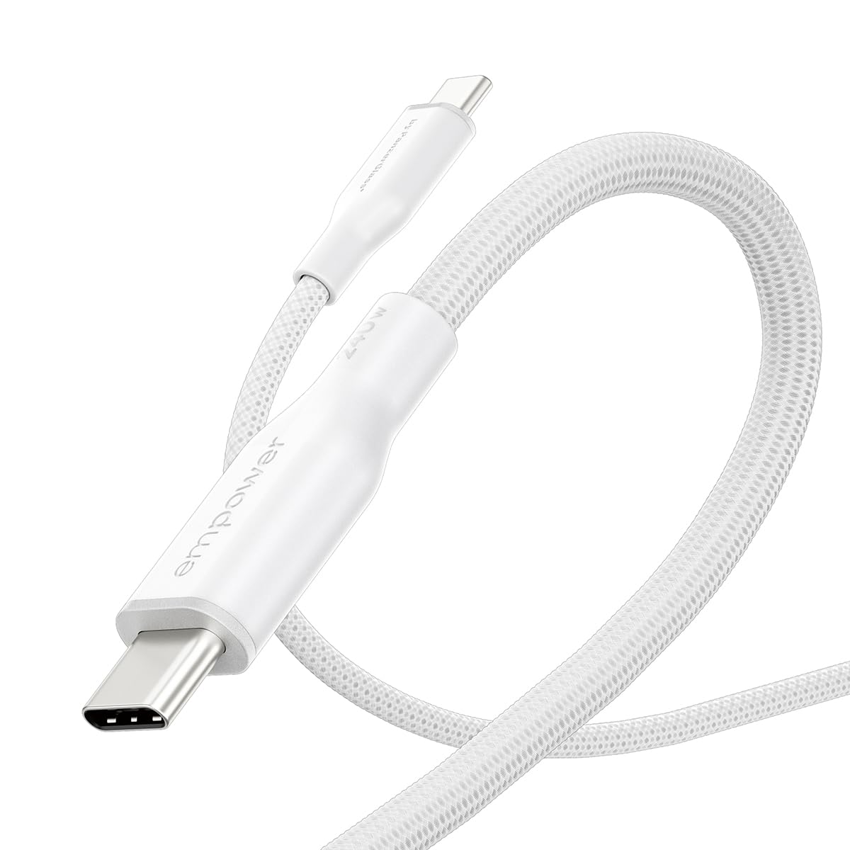 PanzerGlass USB C to USB C Cable 2m EMPOWER, 240W Ultra Fast Type-C Sync & Charge Heavy-Duty Braided Cable, for Macbooks, Laptops, Tablets, iPhone 17/16/15, iPads, Airpods, Silver White