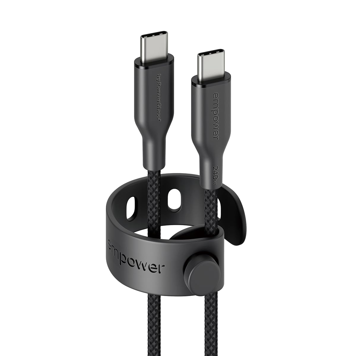 PanzerGlass USB C to USB C Cable 1.2m EMPOWER, 240W Ultra Fast Type-C Sync & Charge Heavy-Duty Braided Cable, for Macbooks, Laptops, Tablets, iPhone 17/16/15, iPads, Airpods, Space Black