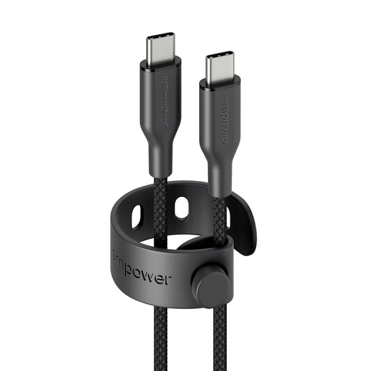 PanzerGlass USB C to USB C Cable 2m EMPOWER, 60W Fast Type-C Sync & Charge Heavy-Duty Braided Cable, for Macbooks, Laptops, Tablets, iPhone 17/16/15, iPads, Airpods, Space Black