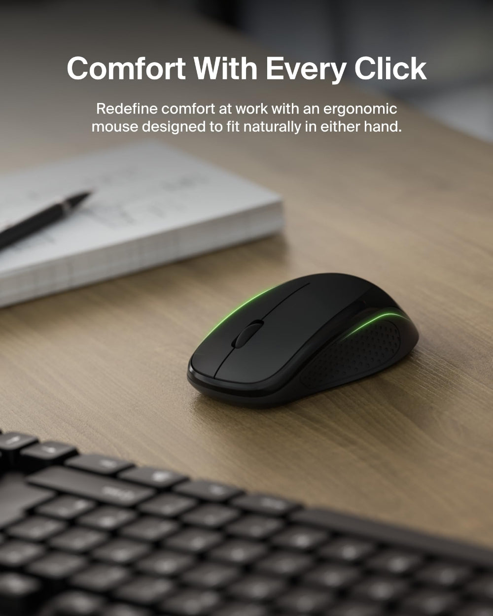 Belkin Connect Wireless Keyboard and Mouse Combo, Full-Size Keyboard, Number Pad, Multimedia Keys, USB-A Receiver, Windows Compatible, Black