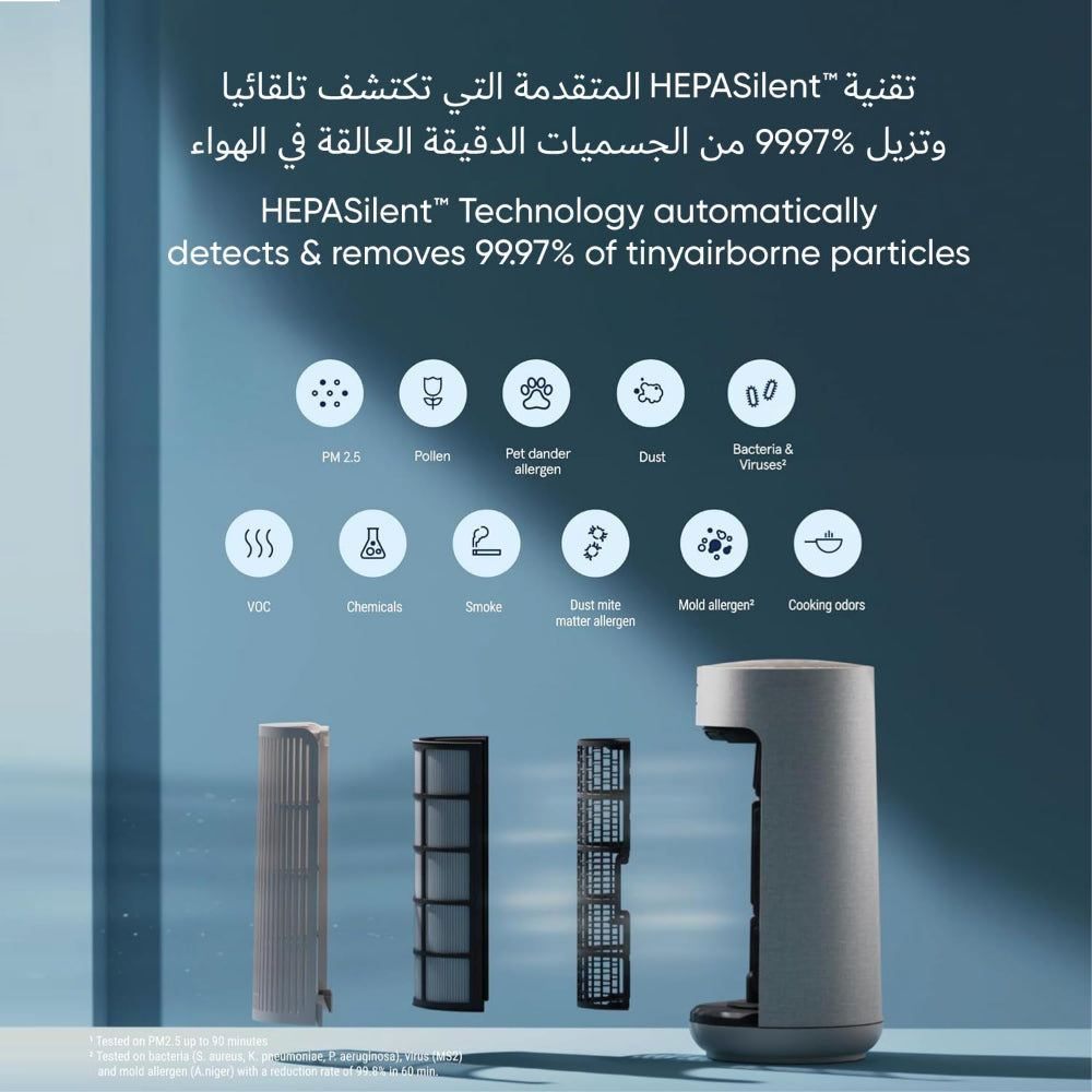 جهاز تنقية الهواء BLUEAIR ComfortPure الأقوى 3 في 1: تبريد، تدفئة، تنقية - منظف HEPASilent للمنزل، الحيوانات الأليفة، الحساسية، الغبار، الدخان، الروائح - يغطي 840 قدم مربع في 60 دقيقة - راحة طوال العام