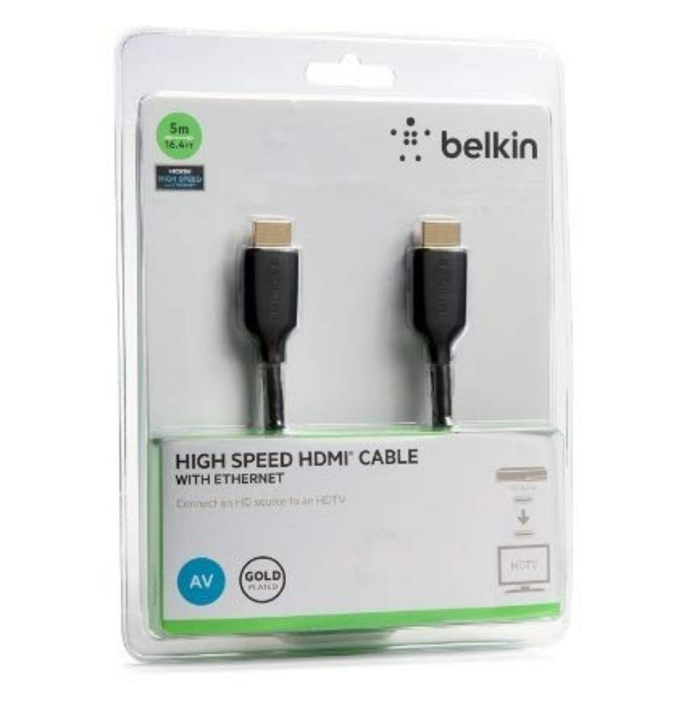 BELKIN Full HD HDMI Cable (5m)| High Definition 4K & 1080p Support, Long Length, Ideal for Streaming, Gaming, Presentation, Home/Office Use, Audio Return Channel - Black