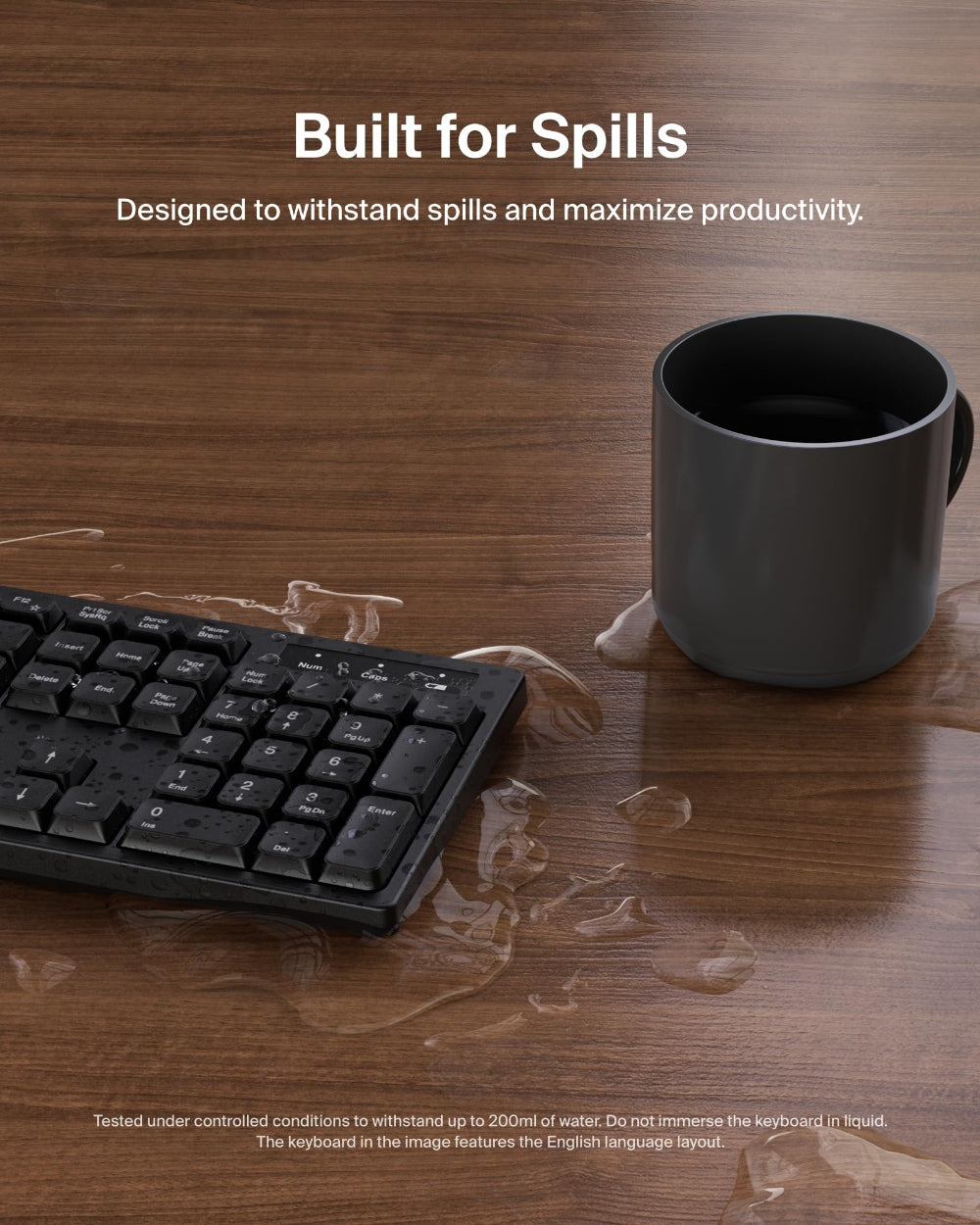 Belkin Connect Wireless Keyboard and Mouse Combo, Full-Size Keyboard, Number Pad, Multimedia Keys, USB-A Receiver, Windows Compatible, Black