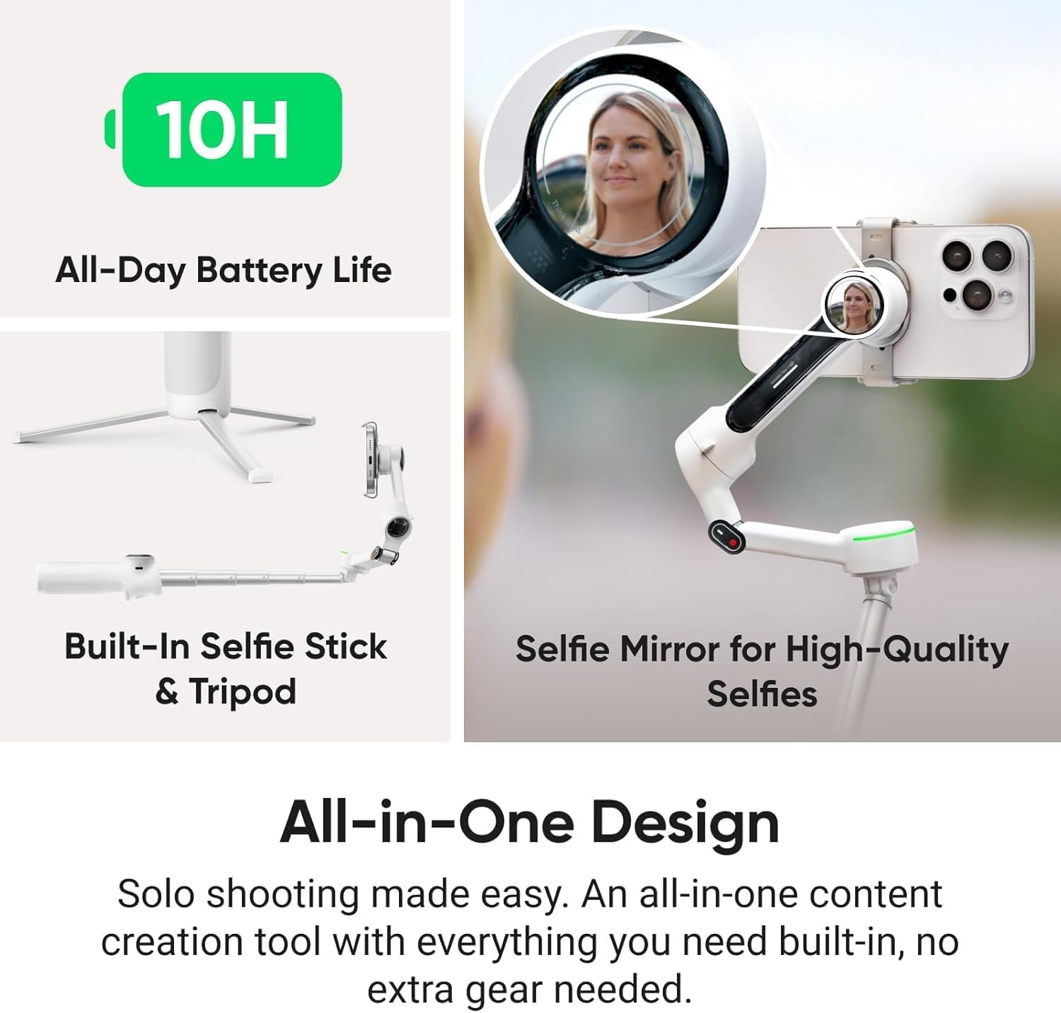 Insta360 Flow 2 Pro Gimbal — AI Tracker Bundle (Summit White)