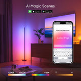 Nanoleaf FLOOR LAMP STARTER KIT| Smart LED Multi-Color, Bright, Vivid Light, WiFi App Controlled w/ Mic, 25,000Hrs, for Halls, Living Room, Bedroom, Dining, Studying, Relaxing - Black