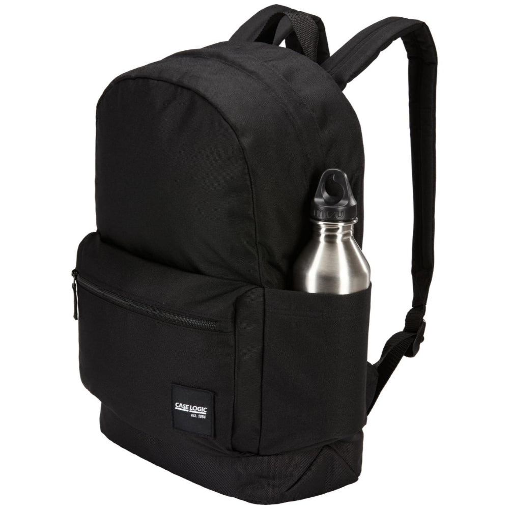 Case Logic Commence Recycled Backpack 24L, Fits Laptop up to 16 Inch, Tablet & School Gear, Padded Back Panel, Water Bottle Pocket, for Students and Professionals, Black