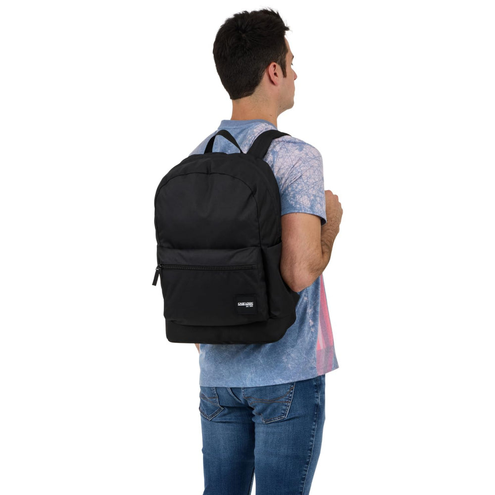 Case Logic Commence Recycled Backpack 24L, Fits Laptop up to 16 Inch, Tablet & School Gear, Padded Back Panel, Water Bottle Pocket, for Students and Professionals, Black