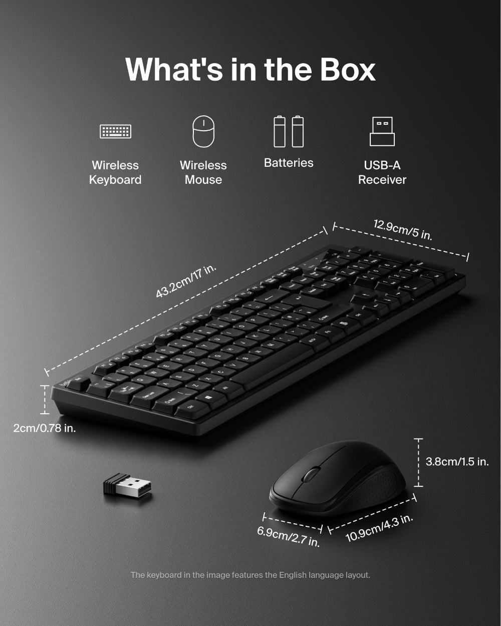 Belkin Connect Wireless Keyboard and Mouse Combo, Full-Size Keyboard, Number Pad, Multimedia Keys, USB-A Receiver, Windows Compatible, Black