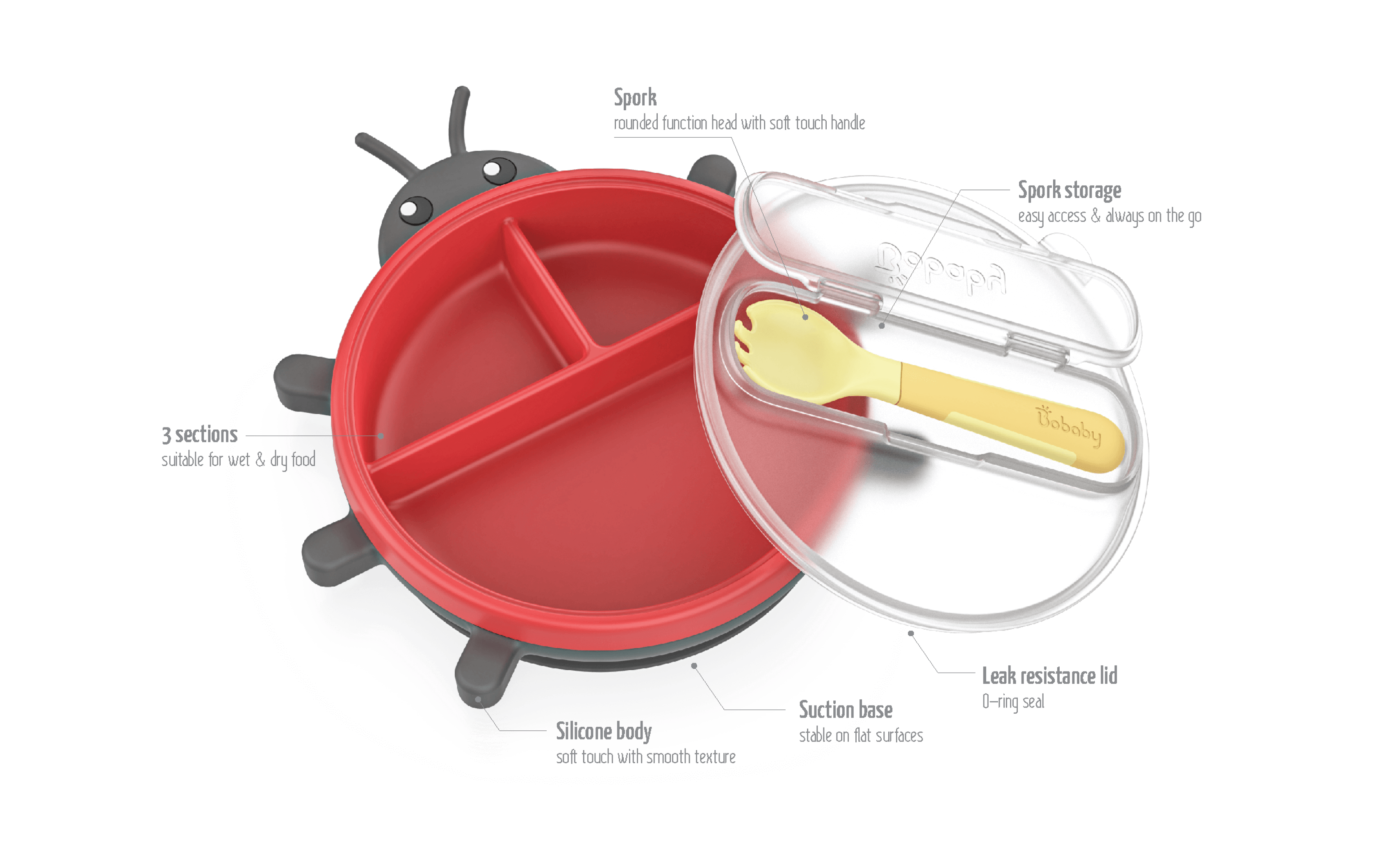 BoBaby Meal Buddies Ladybug product details and features