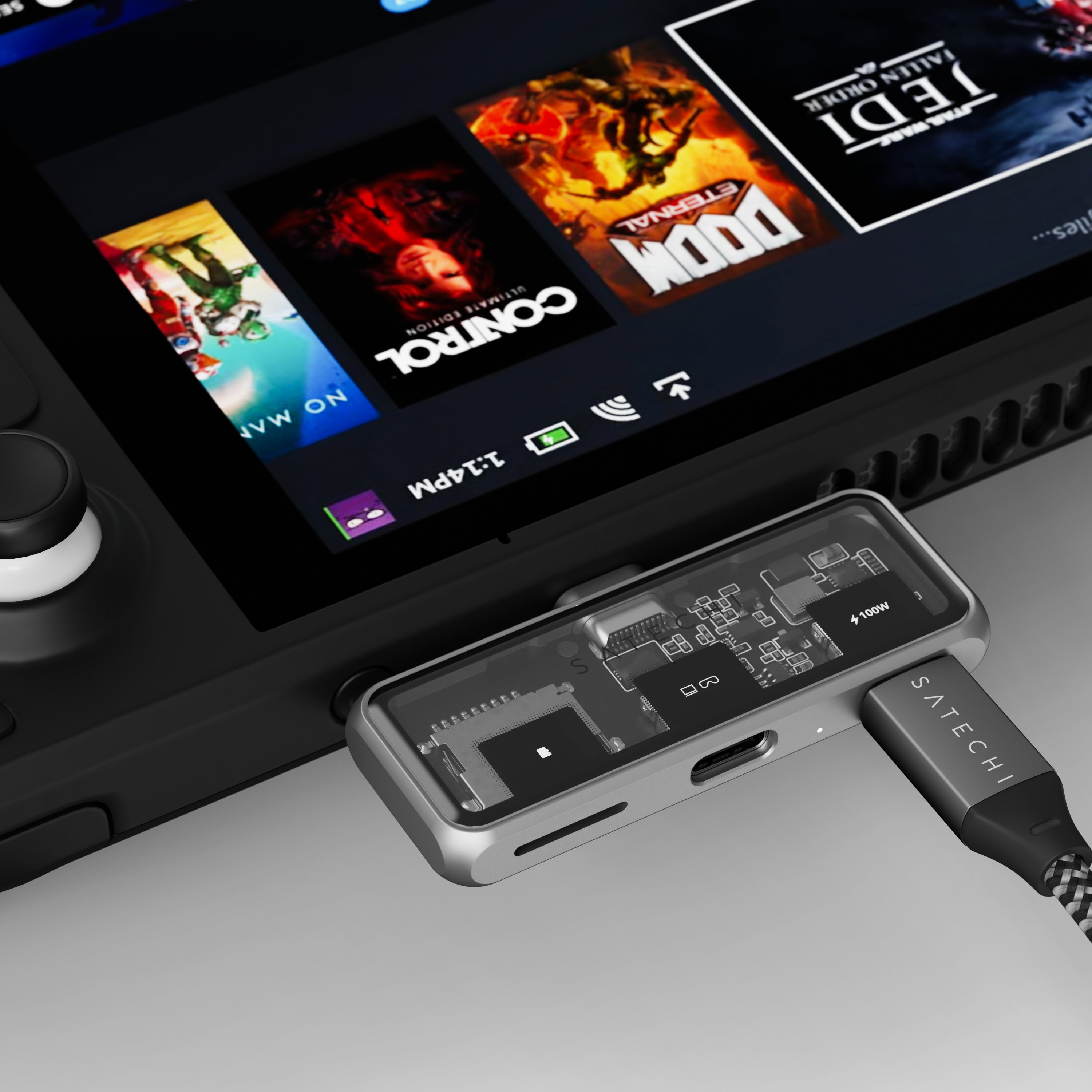 SATECHI Hub Mobile XR Hub مع قارئ بطاقات MicroSD، لون رمادي فضائي