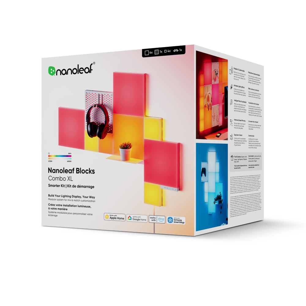 NANOLEAF Blocks Smk Combo Xl (4X Big Sqaure 4X Small Squares 1X Pgboard 1X Shelf) 10 Pack White