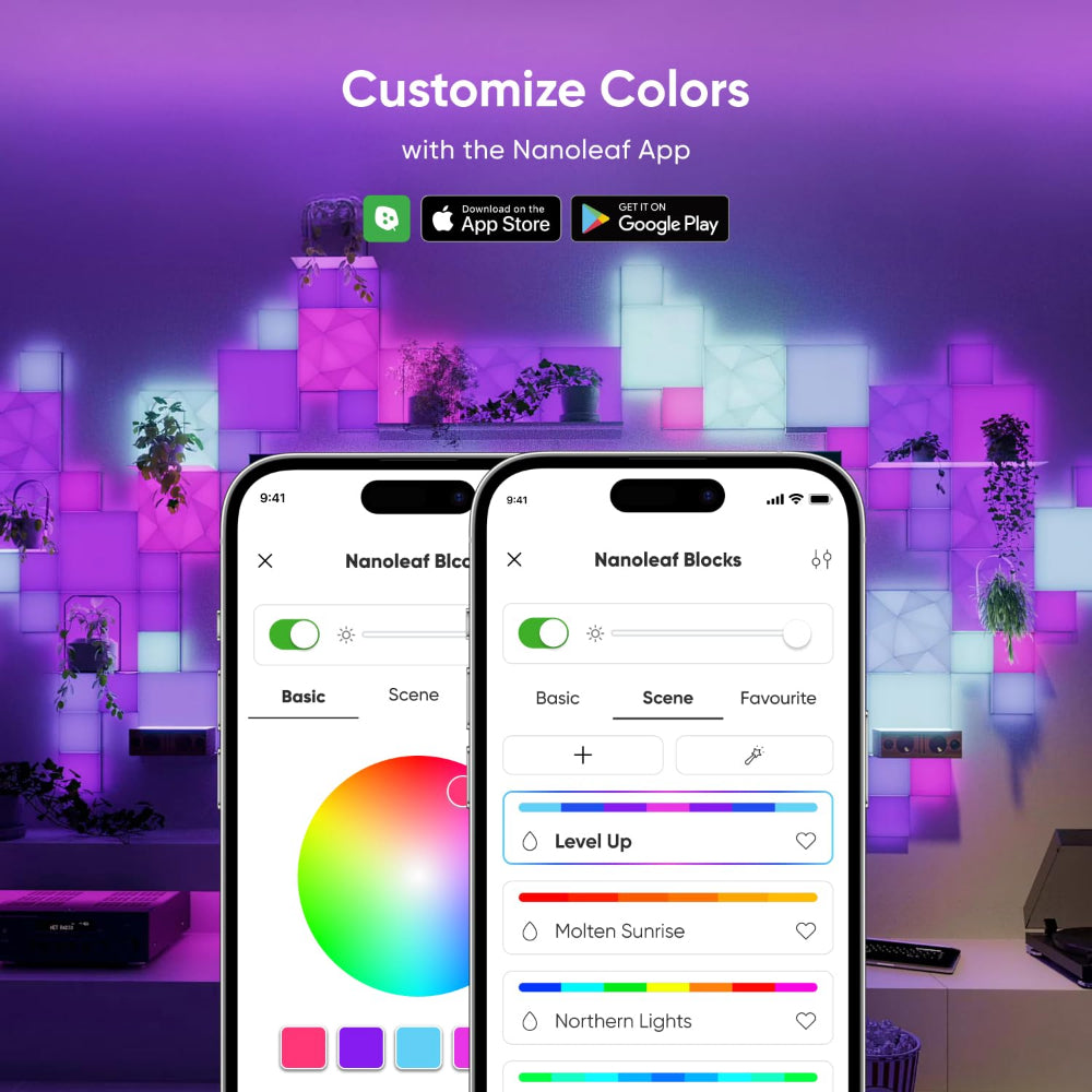 مجموعة نانوليف كومبو كبيرة الحجم (4 مربعات كبيرة، 4 مربعات صغيرة، لوح مقوى، رف) 10 قطع، لون أبيض