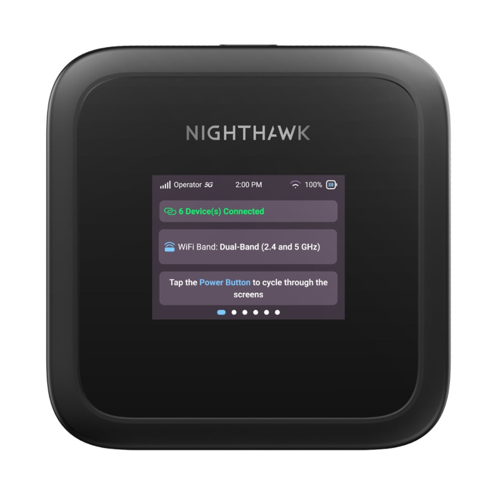 راوتر NETGEAR MH3150 Nighthawk M3 5G المحمول بتقنية WiFi 6، بسرعة تصل إلى 2.5 جيجابت في الثانية، مزود بفتحة شريحة SIM مفتوحة، نقطة اتصال WiFi محمولة للاستخدام الشخصي والتجاري، يدعم شبكات 5G و4G MiFi، AX3600 WiFi 6، يدعم حتى 32 جهازًا