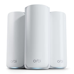 NETGEAR Orbi 770 Series Tri-Band WiFi 7 Mesh Network System (RBE773) - Router + 2 Satellite Extenders, Security Features, Up to 11Gbps, Covers up to 8,000 sq. ft., 100 Devices, 2.5 Gig Internet Port