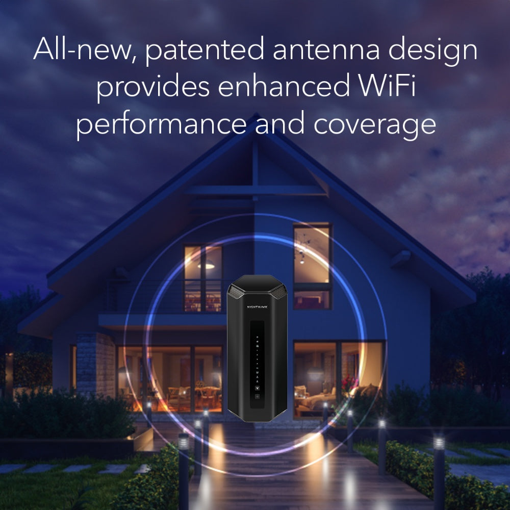 NETGEAR Nighthawk Tri-Band WiFi 7 Router (RS700S) - Security Features, BE19000 Wireless Speed (up to 19Gbps) – 10 Gig Internet Port - Covers up to 3,500 sq. ft., 200 Devices – 1-Year Armor Included