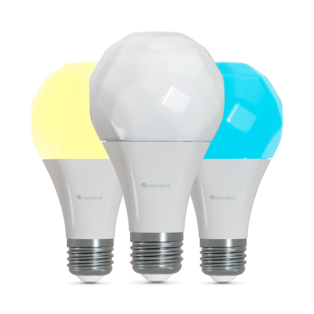 NANOLEAF Essentials Matter E27 Smart Bulb A60 Color Changing RGBCW Bluetooth/Thread Enabled (3 Pack) - White