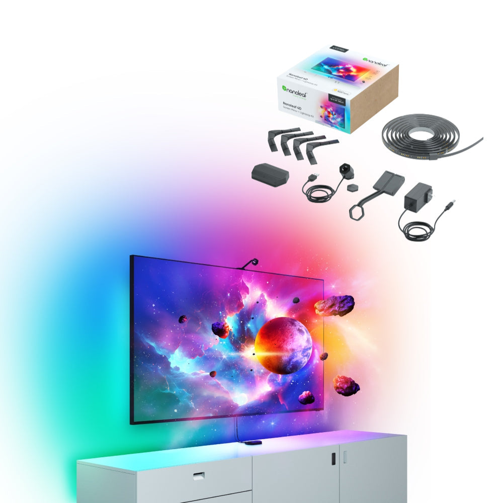 [علبة مفتوحة] مرآة شاشة تلفزيون نانوليف رباعية الأبعاد مع شريط إضاءة دخاني بطول 4 أمتار لأجهزة التلفزيون حتى 65 بوصة (165 سم) - المملكة المتحدة