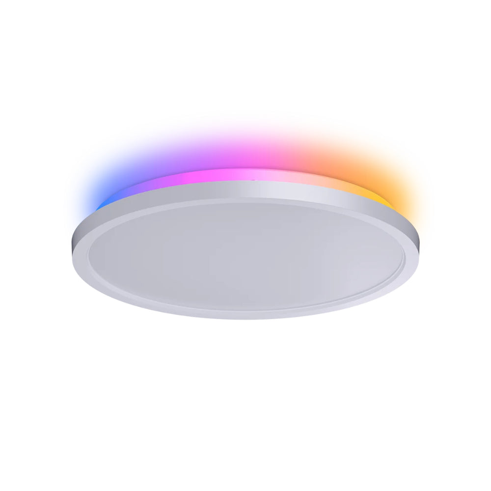 Nanoleaf Smart Multicolor Ceiling Light | Matter Wi-Fi, 2600 Lumens, 16M+ Colors, Dual-Sided Ambient Halo Flush Mount, 2700-6500K Tunable White, Music Sync, Screen Mirror, App & Voice Control, White