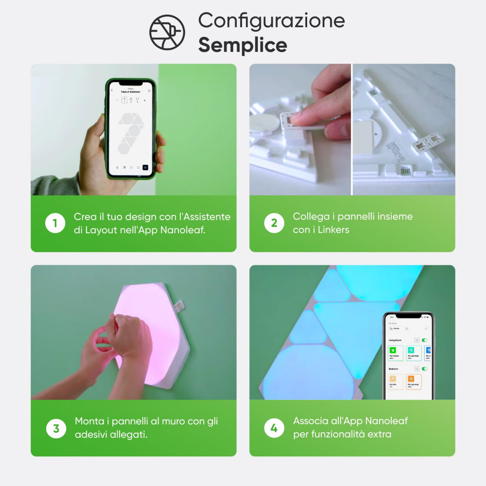 مجموعة نانوليف شيبس هيكساغونز للمبتدئين - نظام لوحة LED ذكي يعمل بتقنية الواي فاي مع مُحلل موسيقي مرئي - عبوة من 9 قطع - أبيض