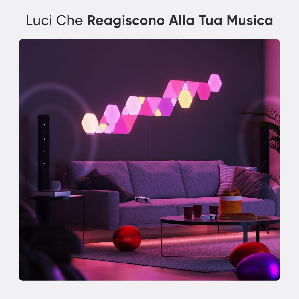 مجموعة نانوليف شيبس هيكساغونز للمبتدئين - نظام لوحة LED ذكي يعمل بتقنية الواي فاي مع مُحلل موسيقي مرئي - عبوة من 9 قطع - أبيض