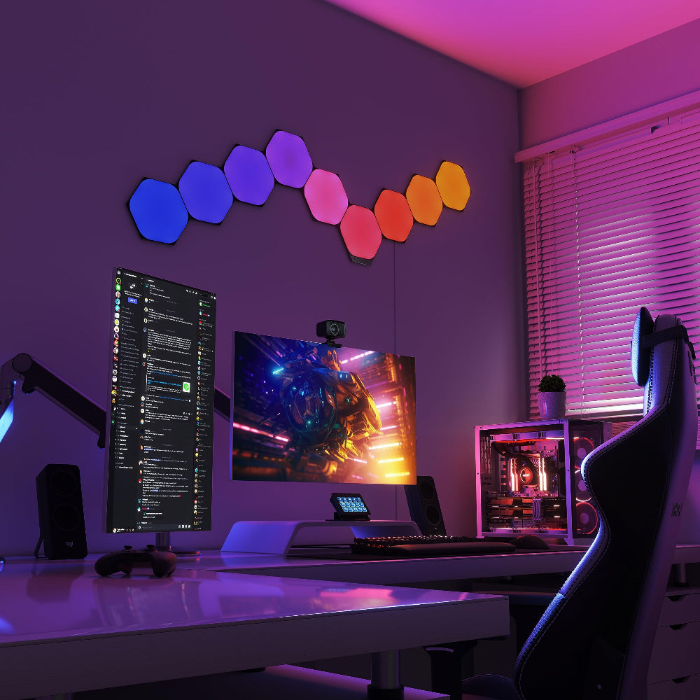NANOLEAF Shapes Hexagons Ultra Black Expansion Pack - Smart WiFi LED Panel System w/ Music Visualizer - 3 Pack - Black - controller not included
