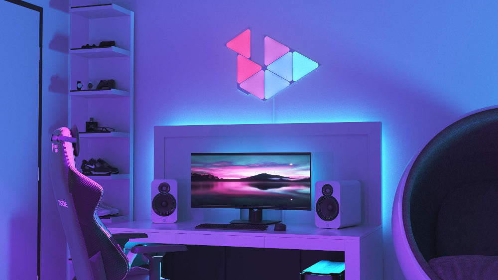 NANOLEAF Shapes Triangles Starter Kit - Smart WiFi LED Panel System w/ Music Visualizer - 4 Pack - White