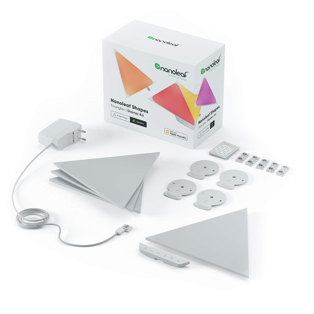 NANOLEAF Shapes Triangles Starter Kit - Smart WiFi LED Panel System w/ Music Visualizer - 4 Pack - White