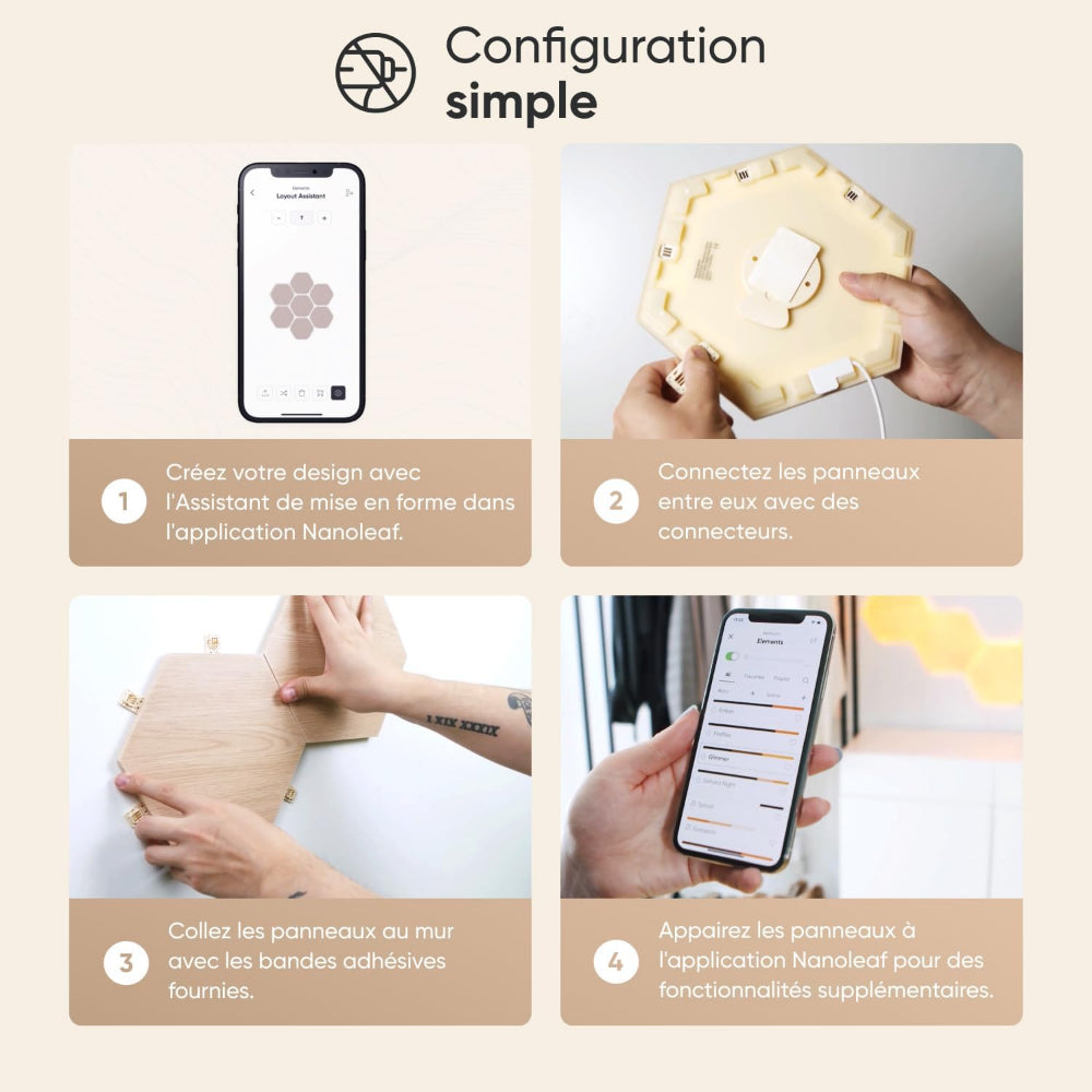 مجموعة نانوليف إيليمنتس هيكساغونز للمبتدئين - نظام لوحة LED ذكي يعمل بتقنية الواي فاي مع مُحلل موسيقي مرئي - عبوة من 7 قطع