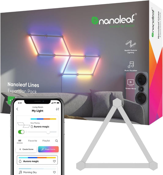NANOLEAF Lines Expansion Kit - Smart WiFi LED Panel System w/ Music Visualizer - 3 Pack - White