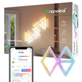 مجموعة NANOLEAF Lines Starter Kit - نظام لوحة LED ذكي يعمل بتقنية WiFi مع مُحلل موسيقي مرئي - عبوة من 9 قطع - أبيض