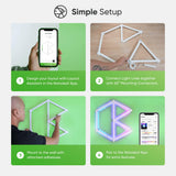 مجموعة NANOLEAF Lines Starter Kit - نظام لوحة LED ذكي يعمل بتقنية WiFi مع مُحلل موسيقي مرئي - عبوة من 15 قطعة - أبيض